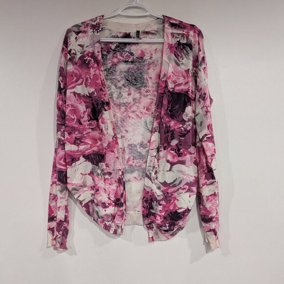 Amanda Green Lightweight Floral Cardigan Purple Pink White Size Small - Picture 1 of 4